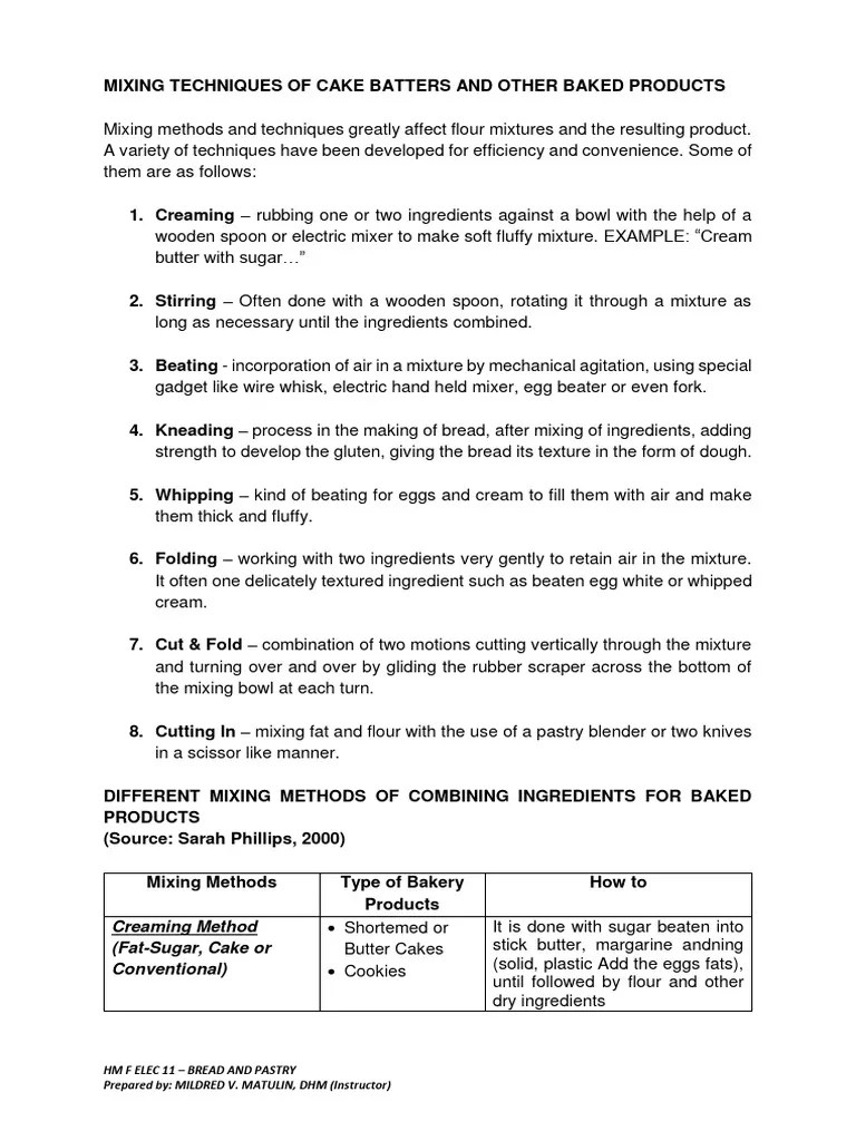 Mixing Techniques of Cake Batters and Other Baked Products 6 PDF
