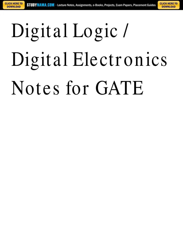 Digital Logic _ Digital Electronics Notes for GATE PDF Download PDF