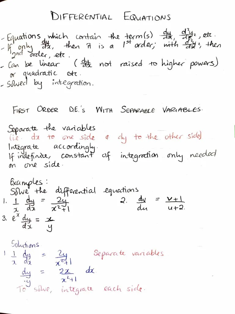 Differential Equations Notes PDF