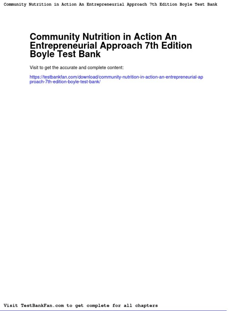 Community Nutrition in Action An Entrepreneurial Approach 7th Edition