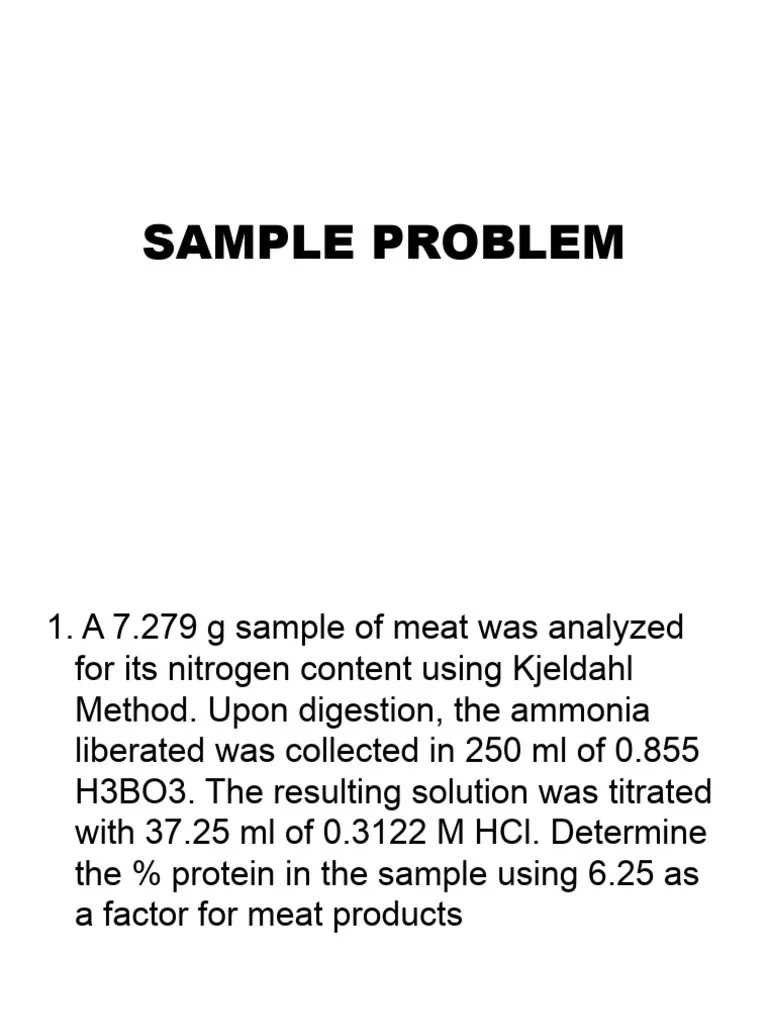 Sample Problem Kjeldahl Method PDF