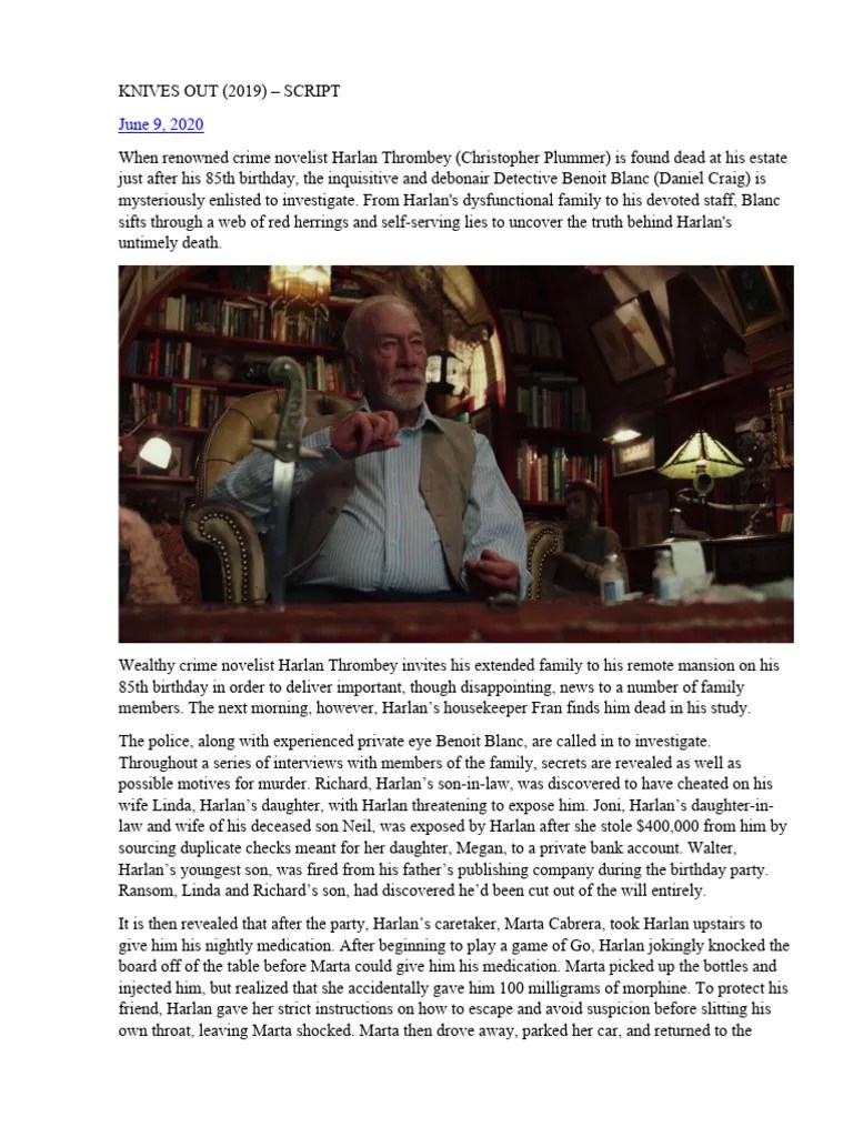 KNIVES OUT Transcript PDF