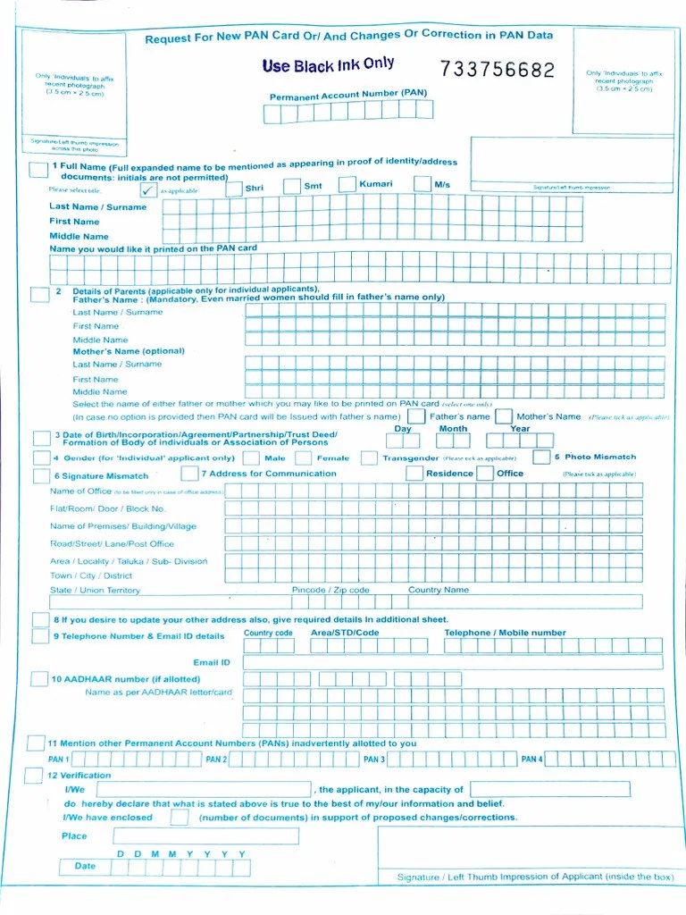 Pan Correction Form PDF Access Control Authentication