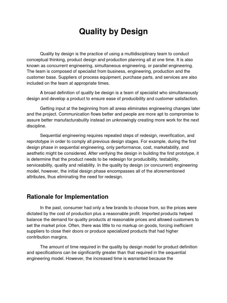 Implementing Quality by Design Benefits, Teams, and Common Pitfalls to