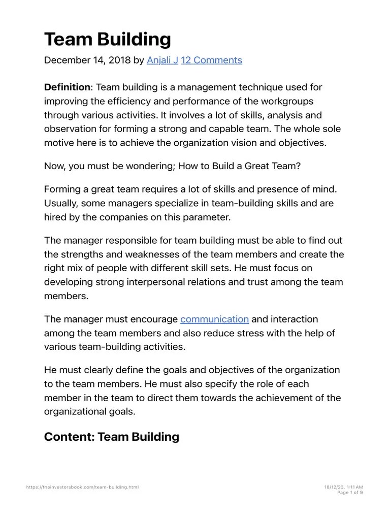 What Is Team Building Definition, Process, Advantages, Disadvantages