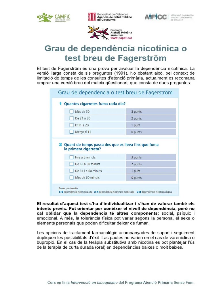 Test de Dependència (Fagerström Breu) PDF