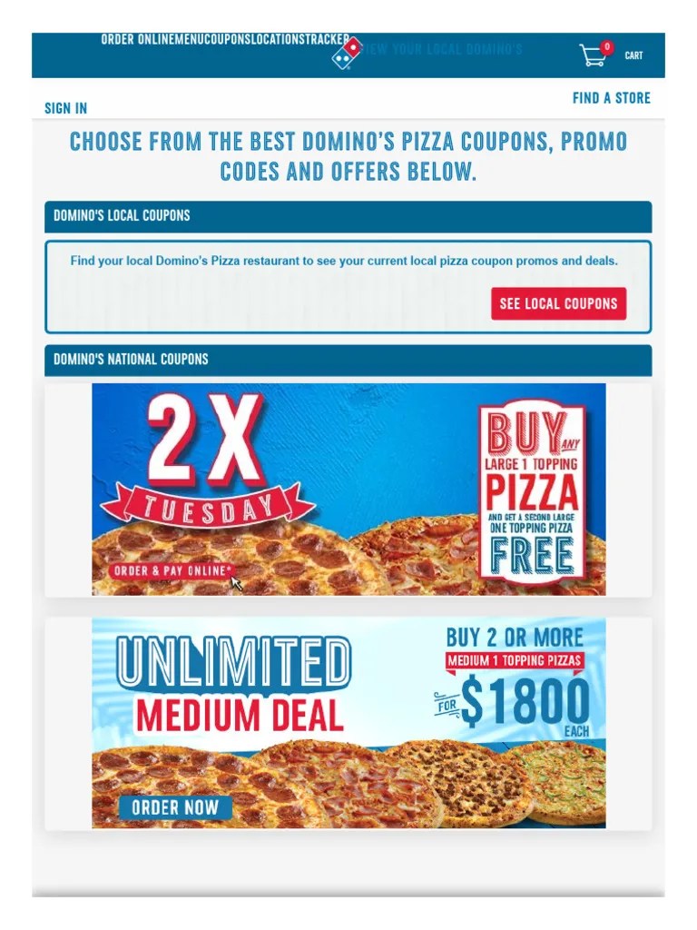 Choose From The Best Domino'S Pizza Coupons, Promo Codes and Offers