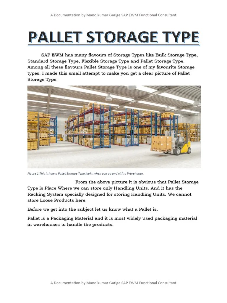 Pallet Storage Type in SAP EWM PDF Warehouse Pallet