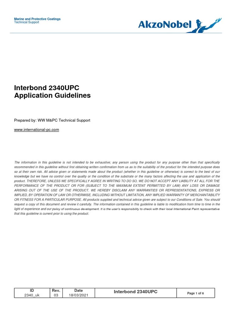 Interbond 2340UPC Application Guidelines Rev 03 180321 PDF Paint