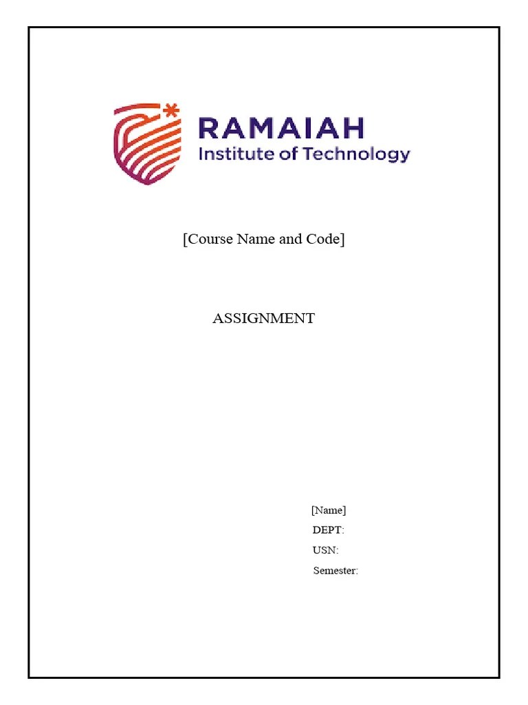 Cover page template For MSRIT Assignment PDF