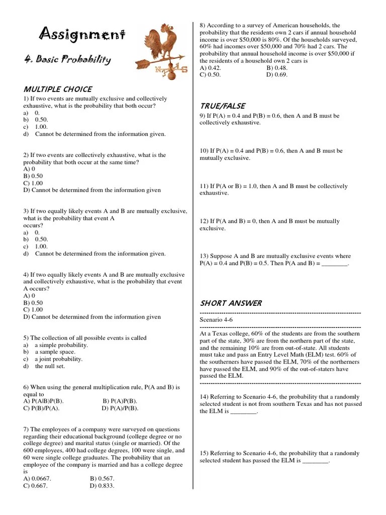 4 Basic Probability PDF Probability Scientific Method
