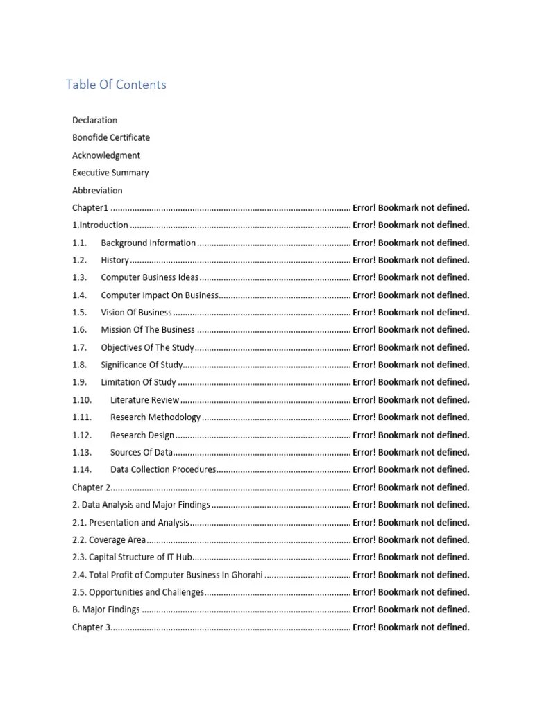 Table of Contents PDF