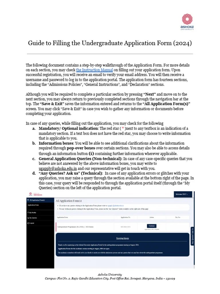 Ashoka University UG Application Guide 2024 PDF Sat