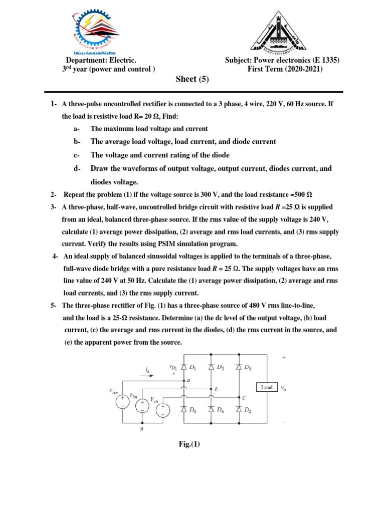 Sheet 5 PDF Rectifier Root Mean Square