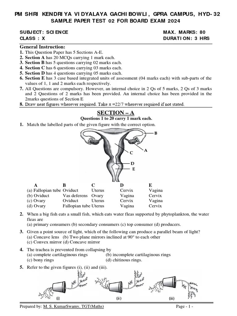 scienceclassxsamplepapertest02forboardexam2024 PDF