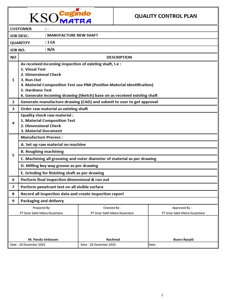 Quality Control Plan PDF