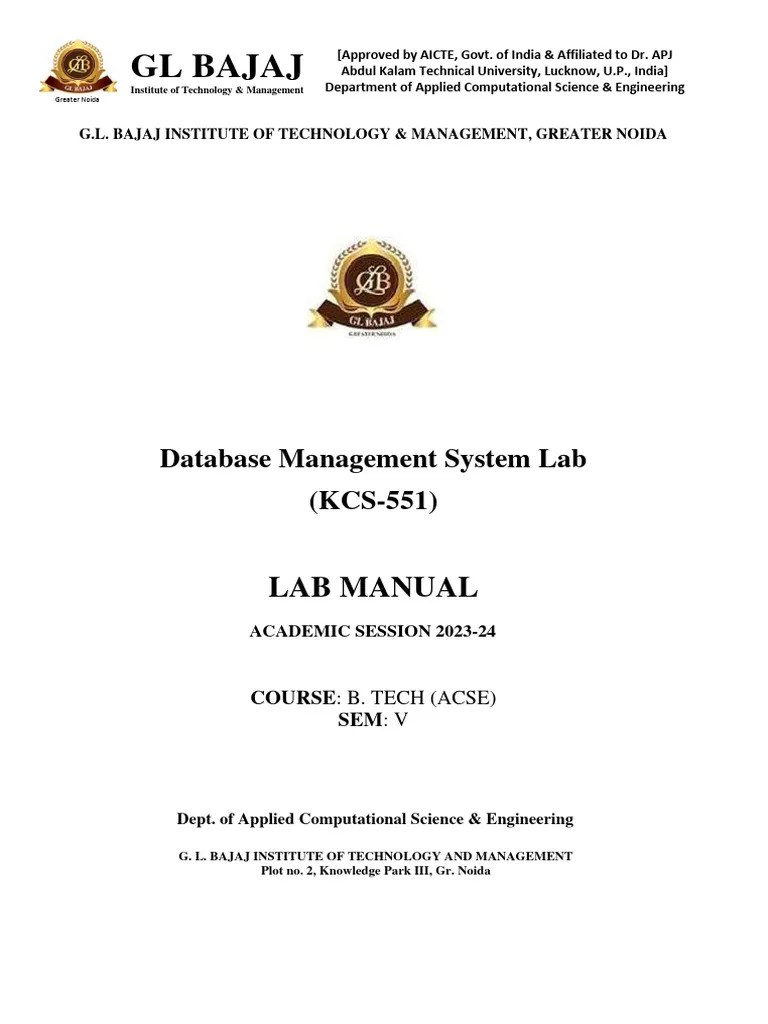 UPD DBMS Lab ManualFinal PDF