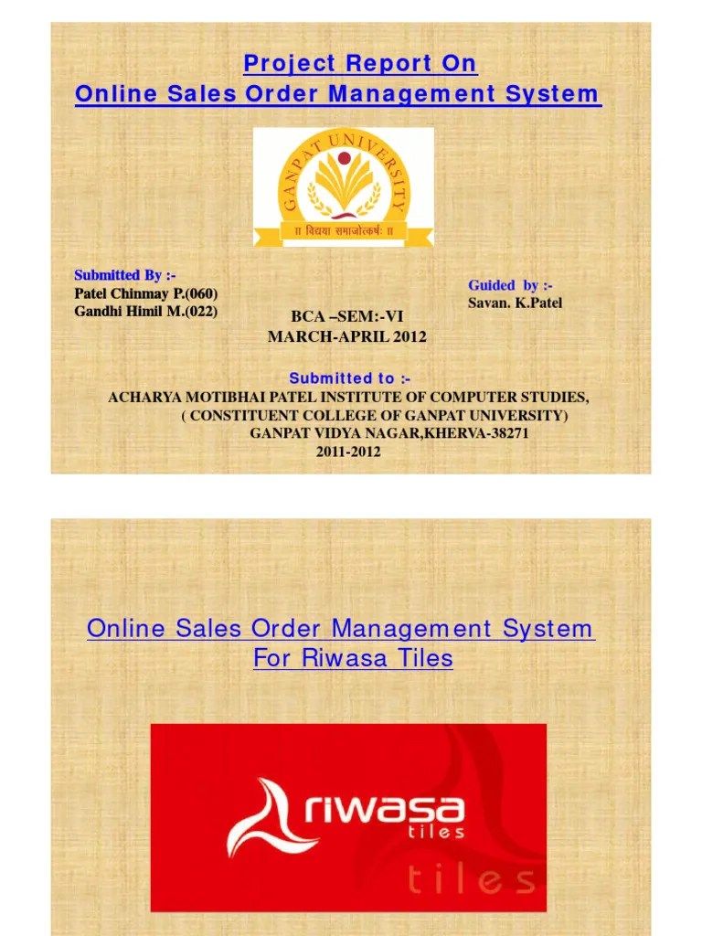 Project Report On Online Sales Order Management System PDF Software