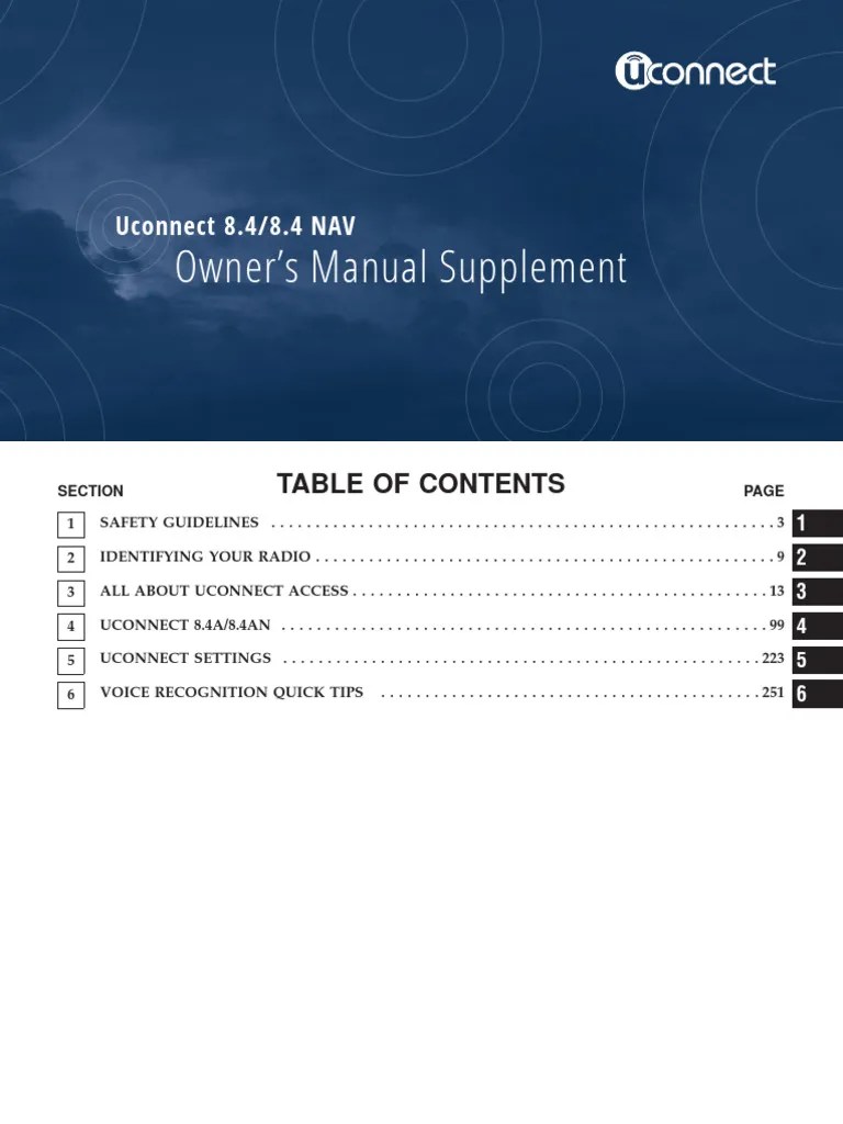 Owner's Manual Supplement: Uconnect 8.4/8.4 NAV | PDF | Mobile App