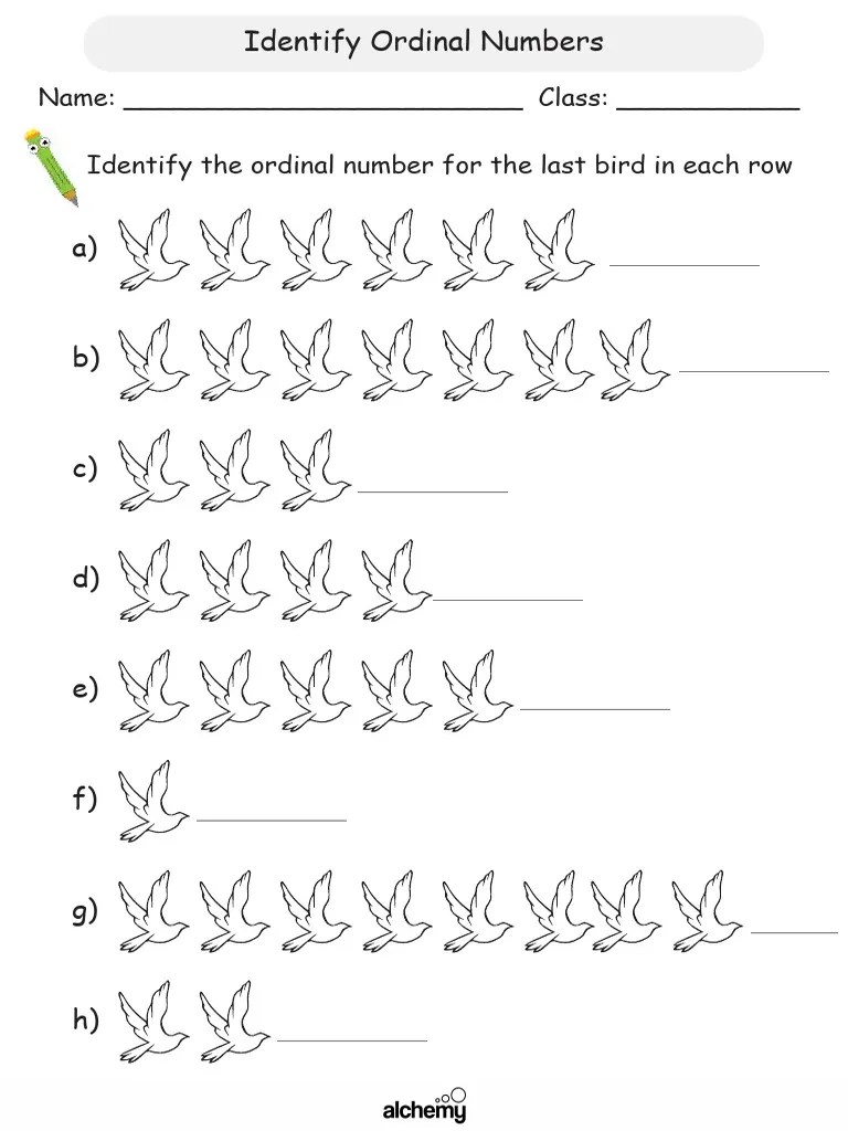 Primary Maths Worksheet (Identify Ordinal Numbers) PDF