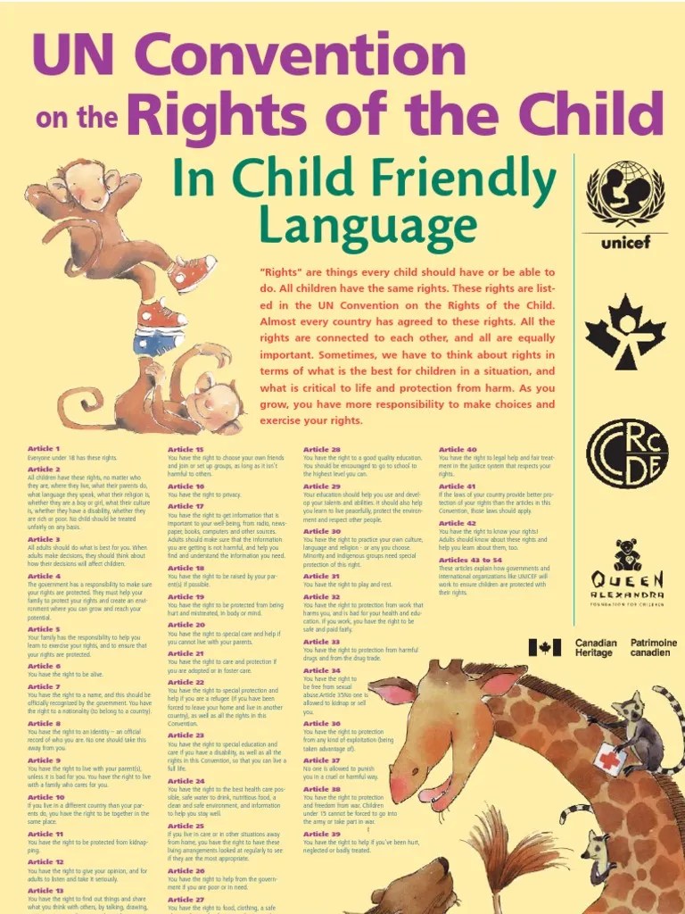 Convention on the Rights of the Child Easy Language Poster Children's