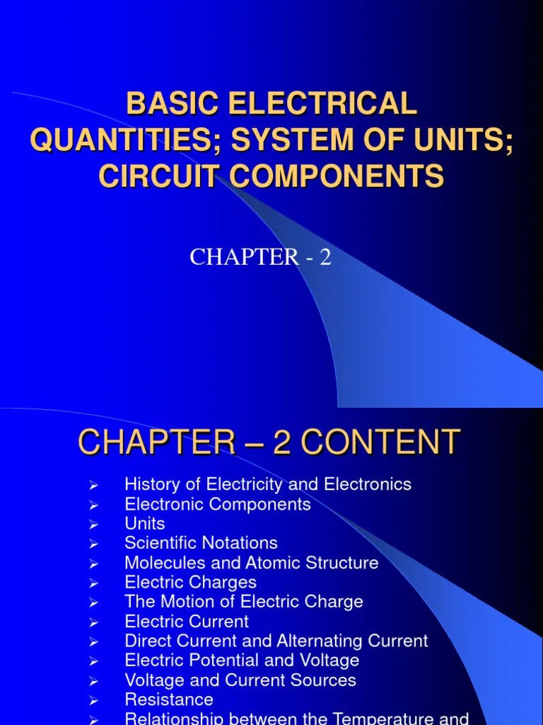 Chapter 2 (Basic Electrical Quantities System of Units Circuit