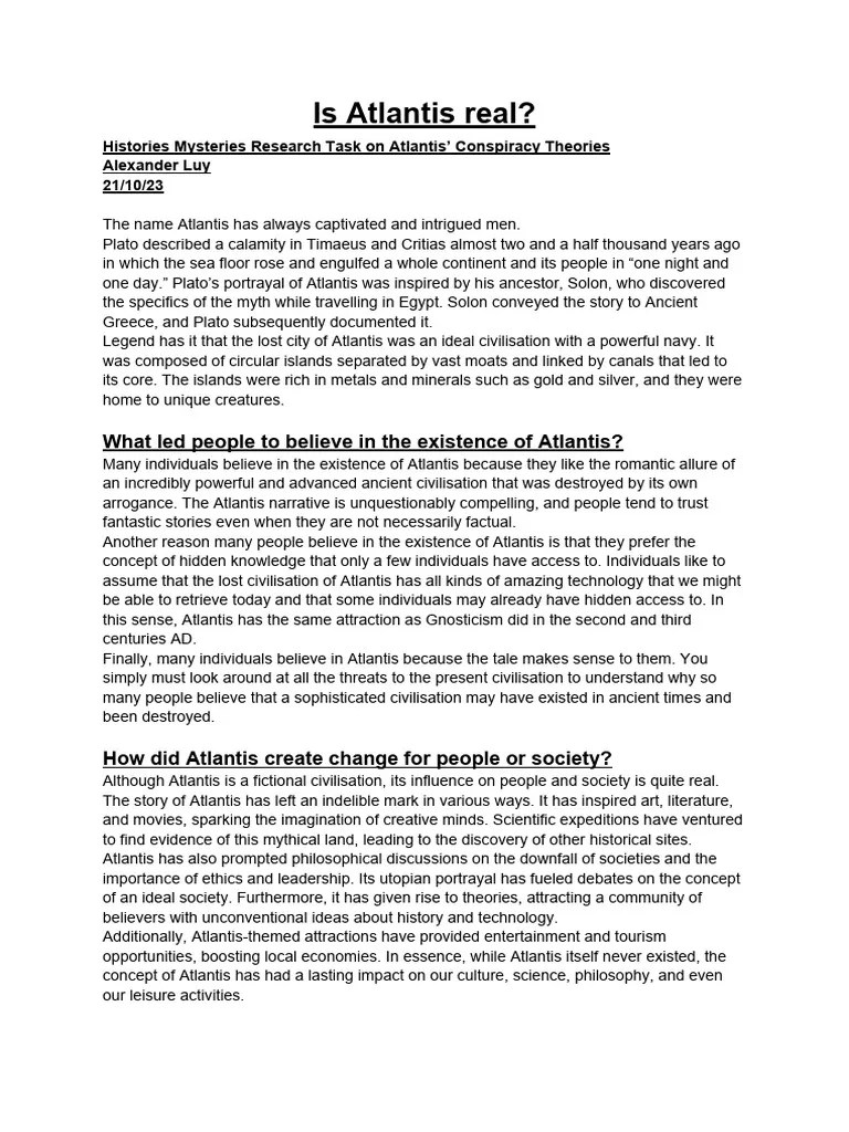 Is Atlantis Real PDF Atlantis Plato