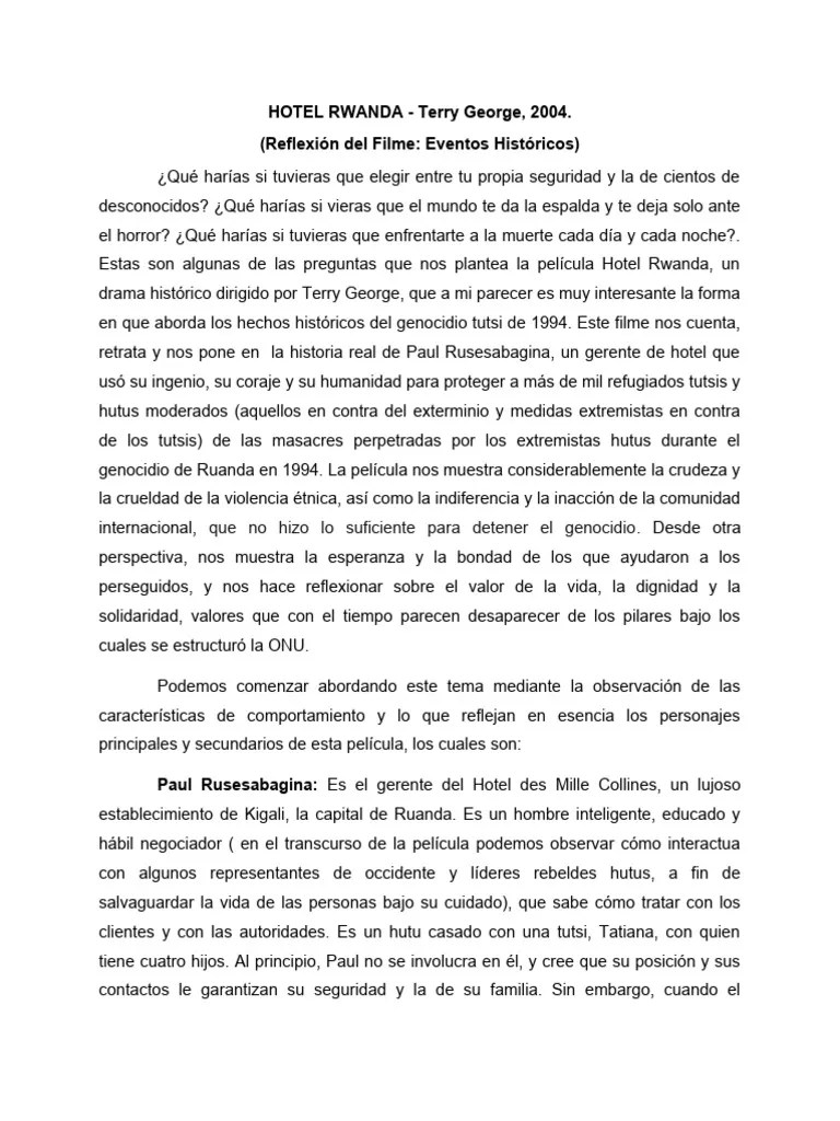 HOTEL RWANDA PDF Genocidio de Ruanda Hutu