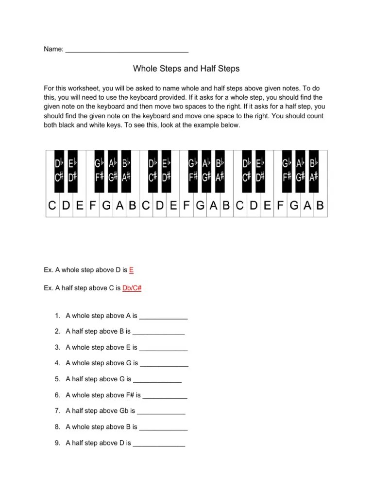Whole Steps and Half Steps E DB/C Download Free PDF Pitch (Music) Music Theory