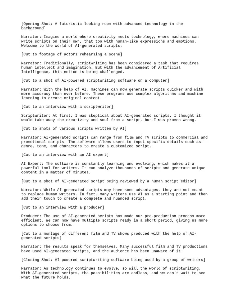 Ai Generated Script PDF Artificial Intelligence Intelligence (AI