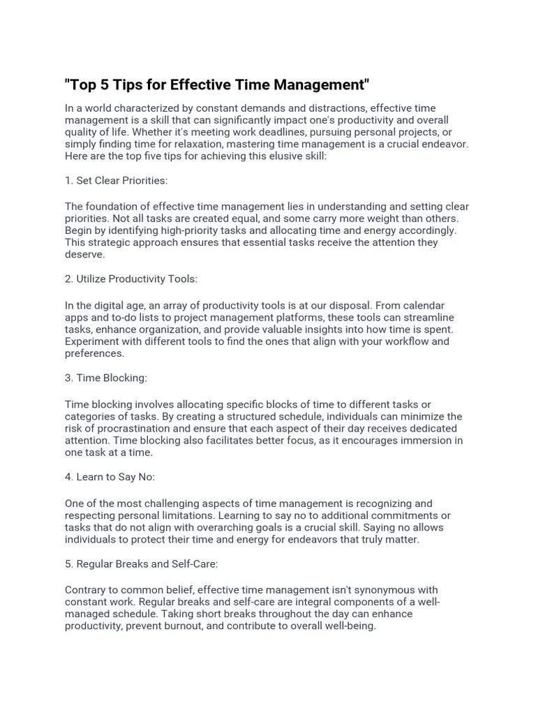 _Top 5 Tips for Effective Time Management_ PDF