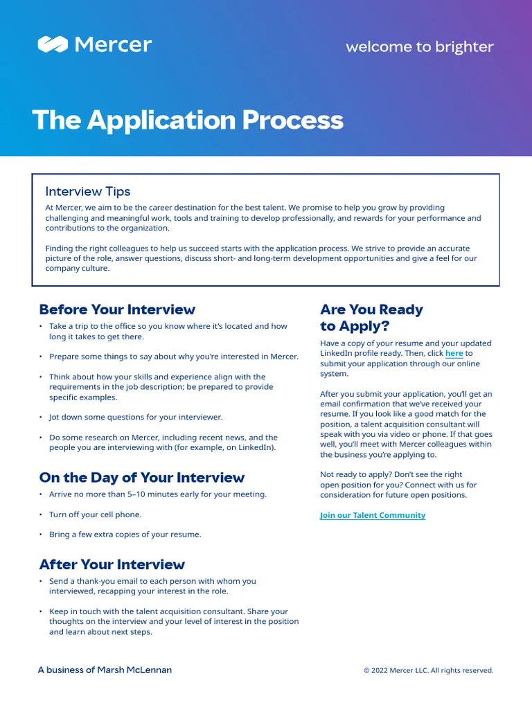 Mercer2023The ApplicationProcess PDF