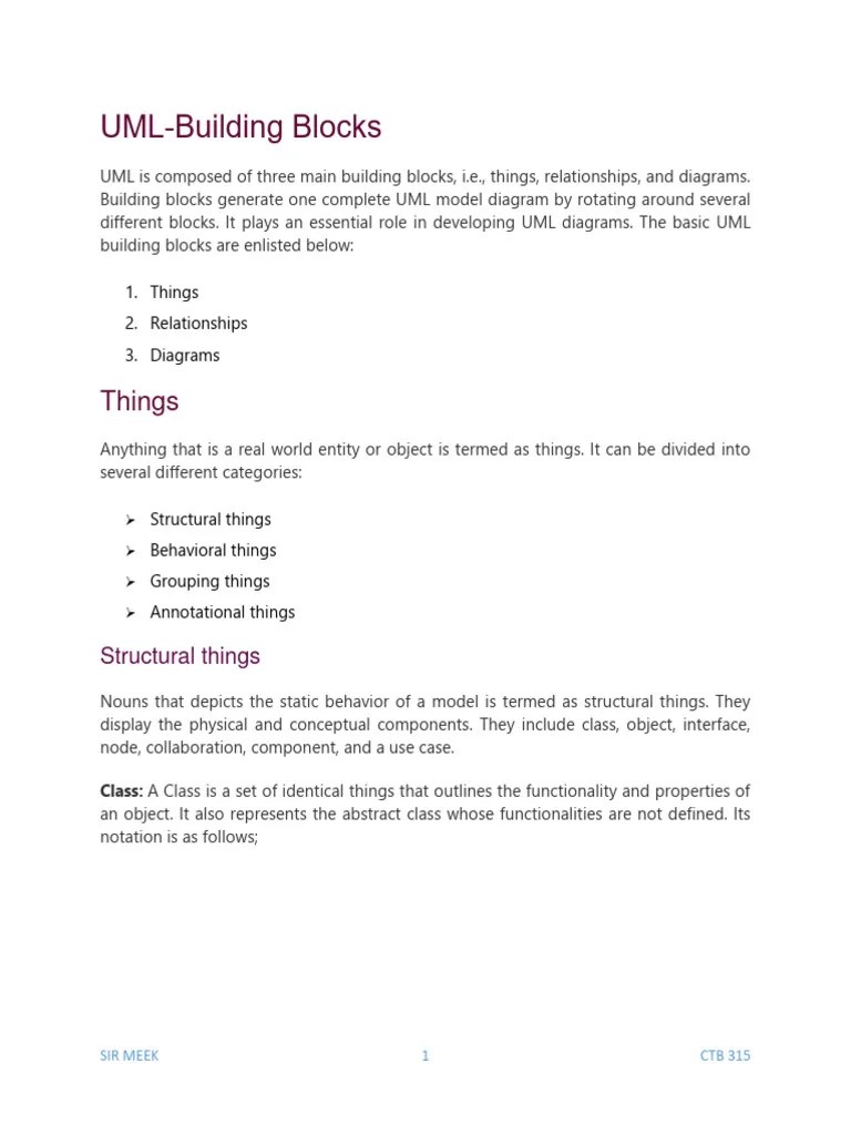 UML Building Blocks PDF Unified Modeling Language Inheritance