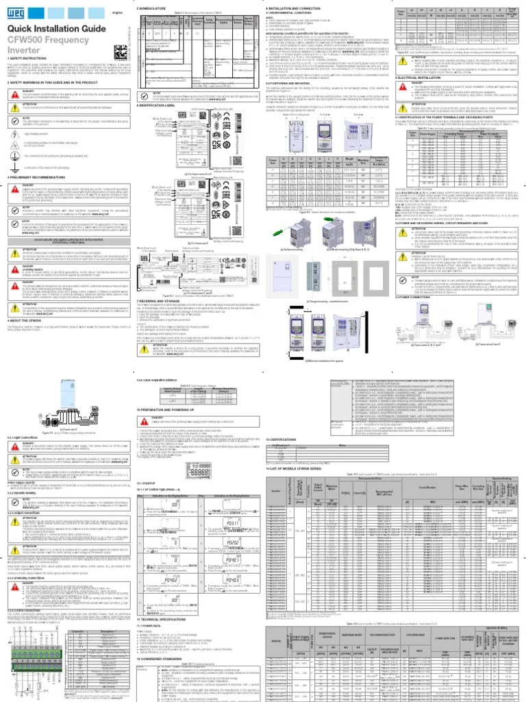 WEG CFW500 Installation Guide Parameter Reference 10007479673 en Es PT