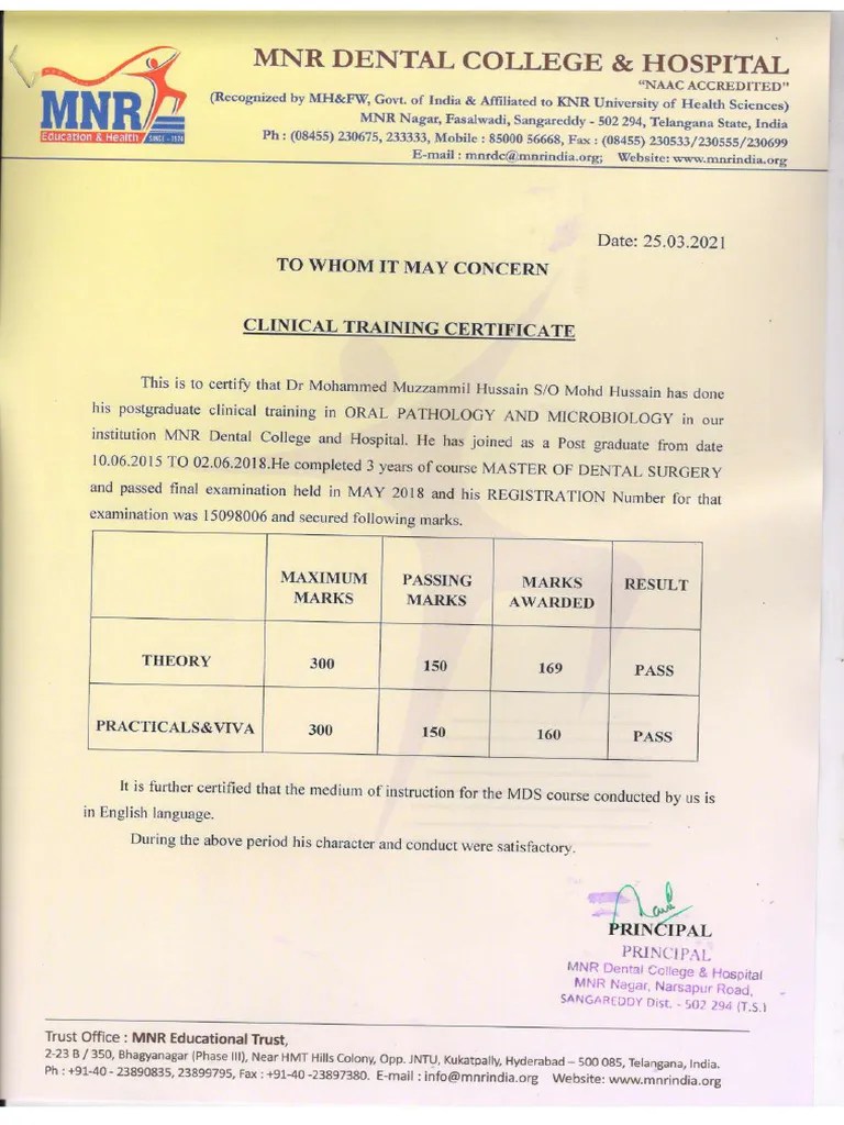 Clinical Training Certificate PDF