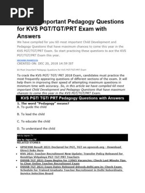 60 Most Important Pedagogy Questions | PDF | Cognitive Development 