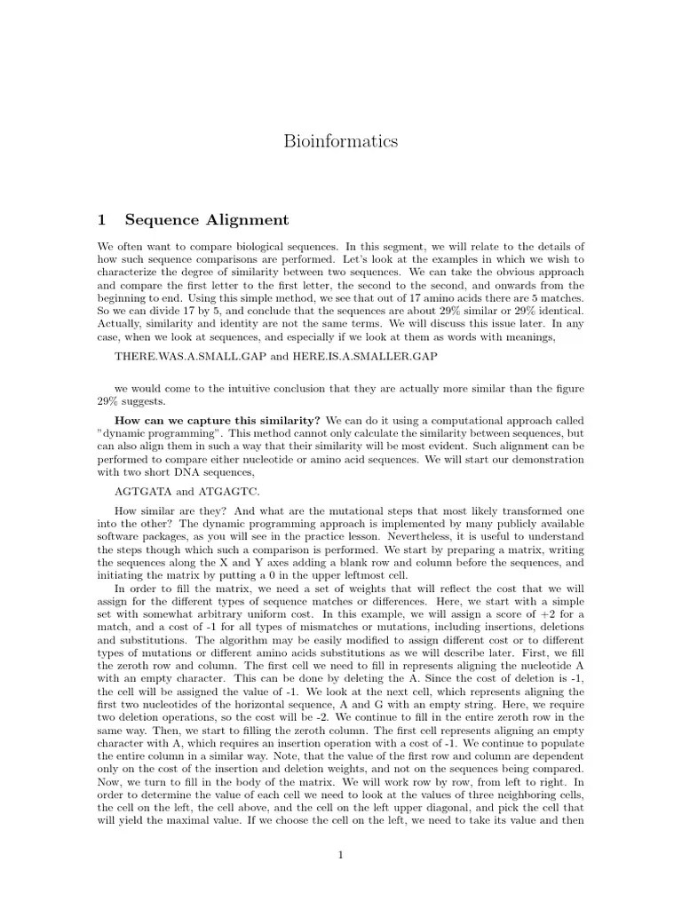 Sequence Alignment Bioinformatics PDF Sequence Alignment Biology