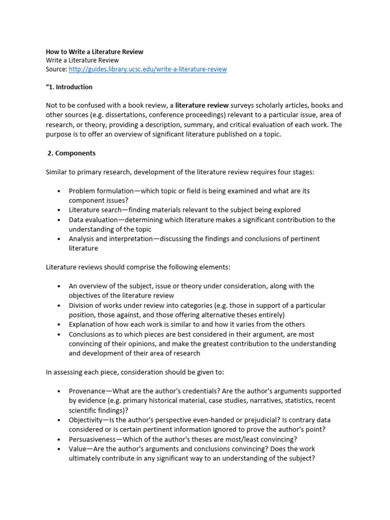 How To Write A Literature Review PDF Thesis Cognitive Science