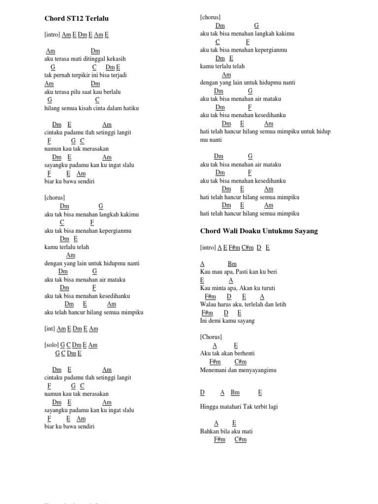 Chord ST12 Terlalu | PDF
