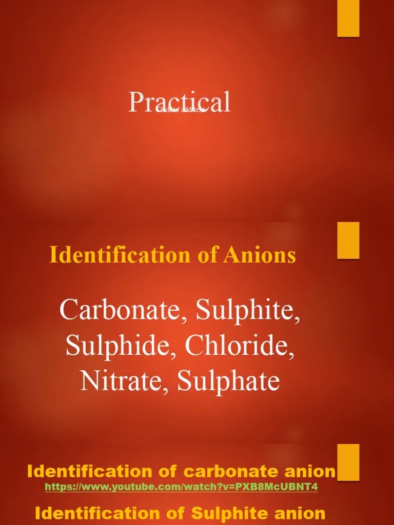 Practicles - Identification of Anions | PDF | Salt (Chemistry