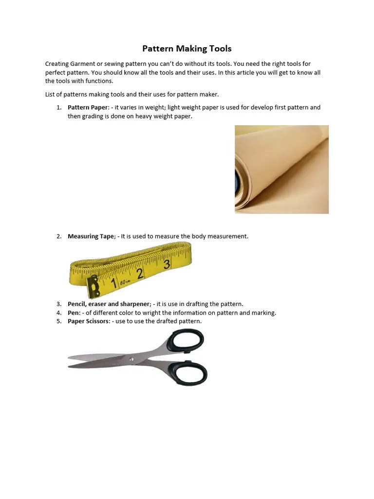 Pattern Making Tools PDF