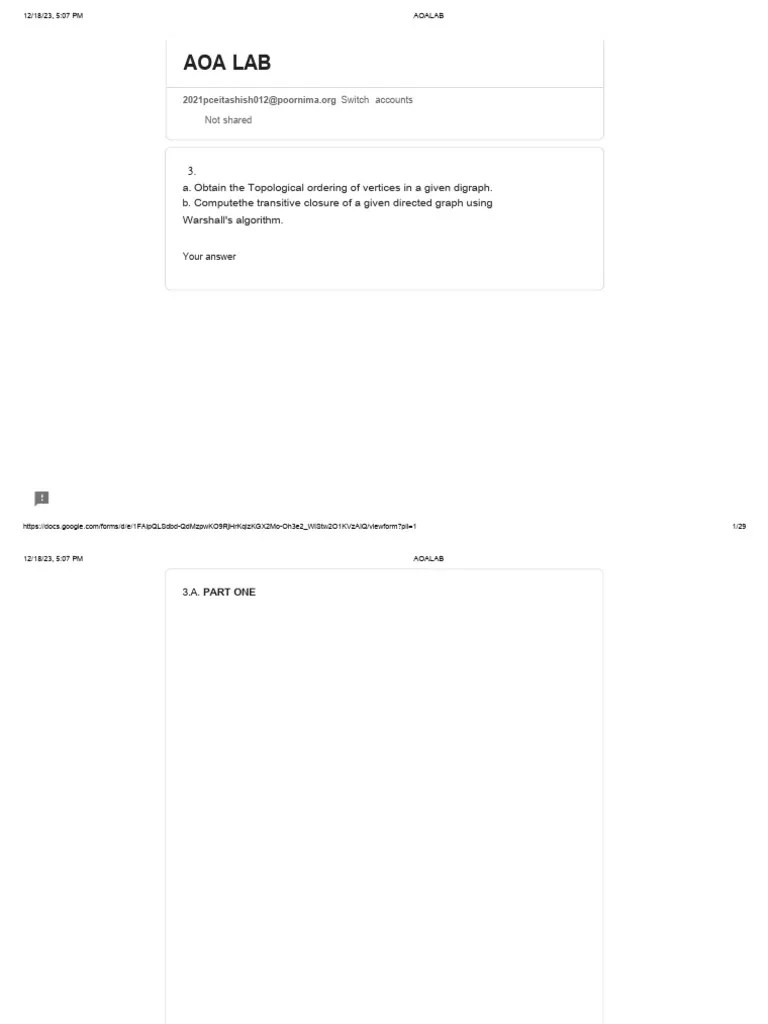 AOA Lab PDF Algorithms And Data Structures Algorithms