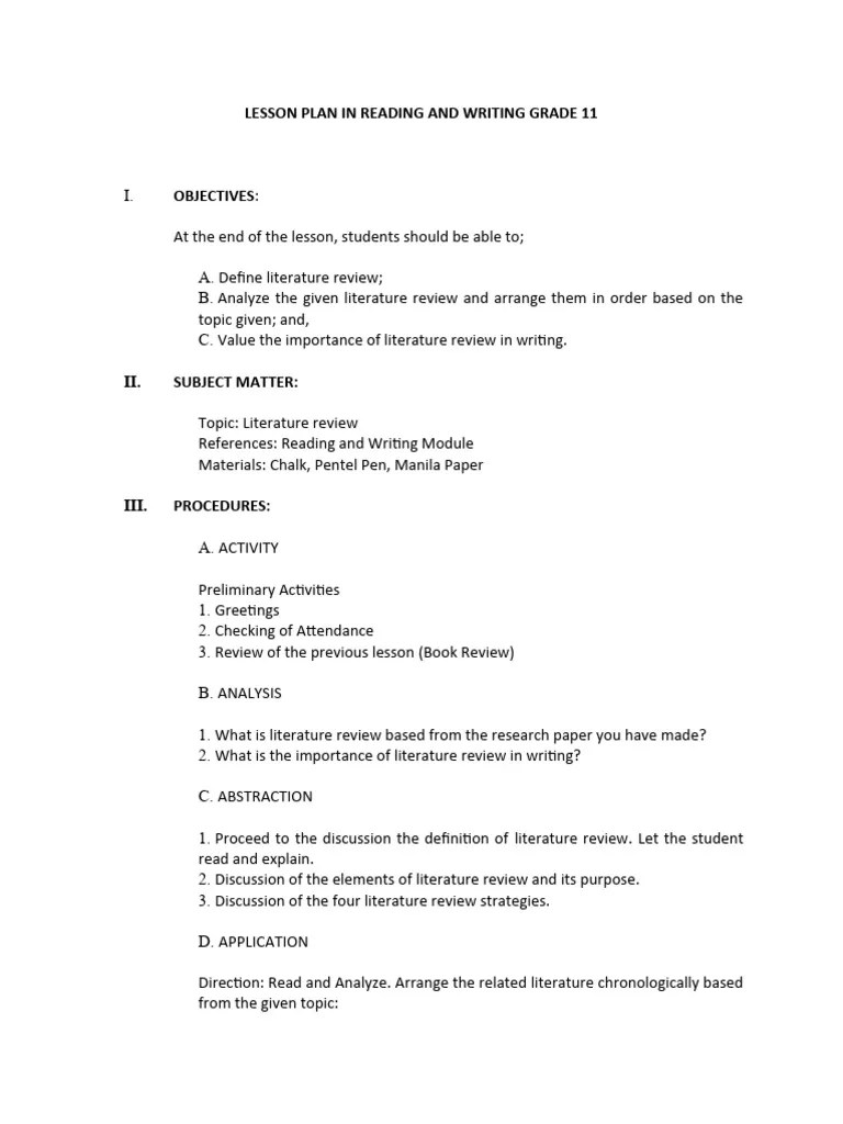 2 LESSON PLAN IN READING AND WRITING GRADE 11 PDF