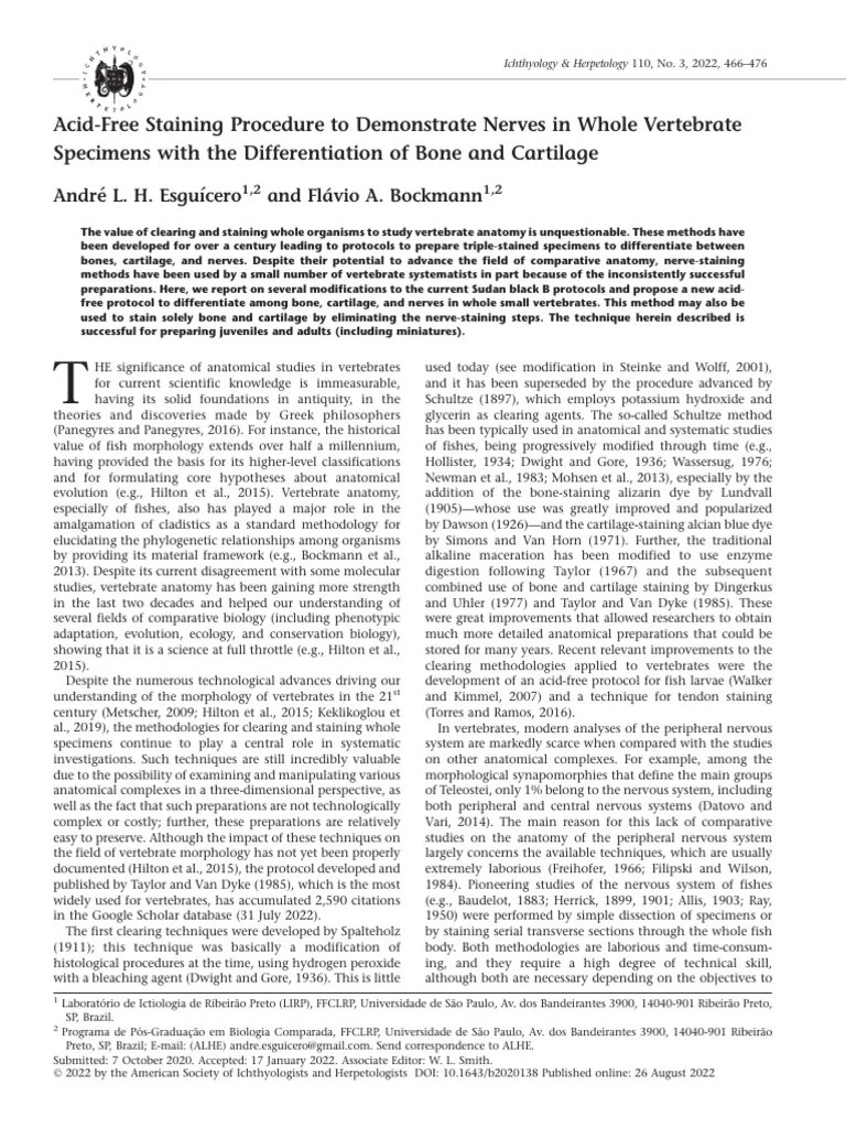 AcidFree Staining Procedure To Demonstrate Nerves in Whole Vertebrate PDF Staining