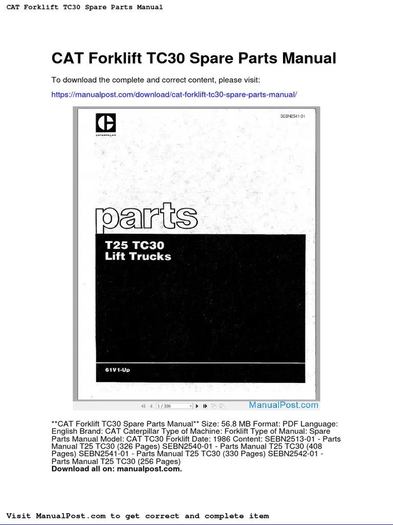 Cat Forklift Tc30 Spare Parts Manual | PDF | Carbon | Calcium