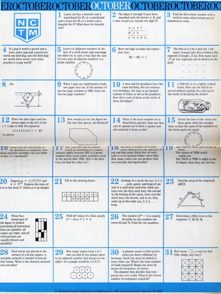 1988 10 Calendar Problems PDF Euclidean Plane Geometry Mathematical Objects