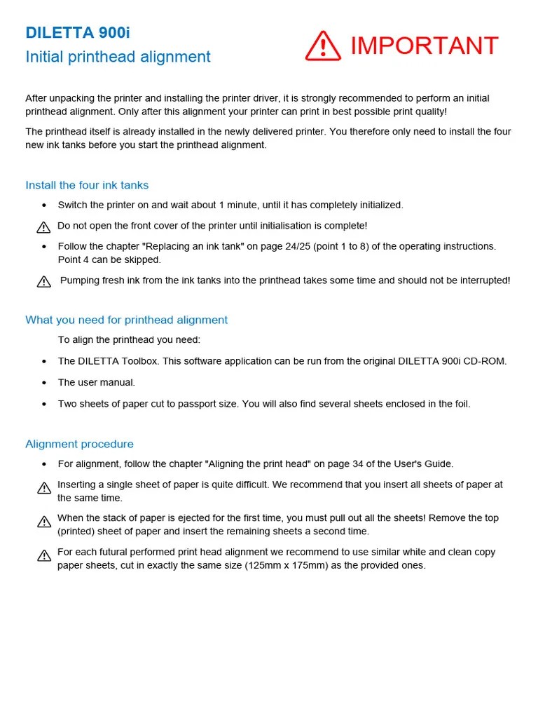 First Time Printhead Alignment | PDF
