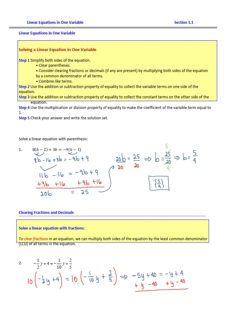 1.1 Solving Linear Equations | PDF | Equations | System Of Linear Equations