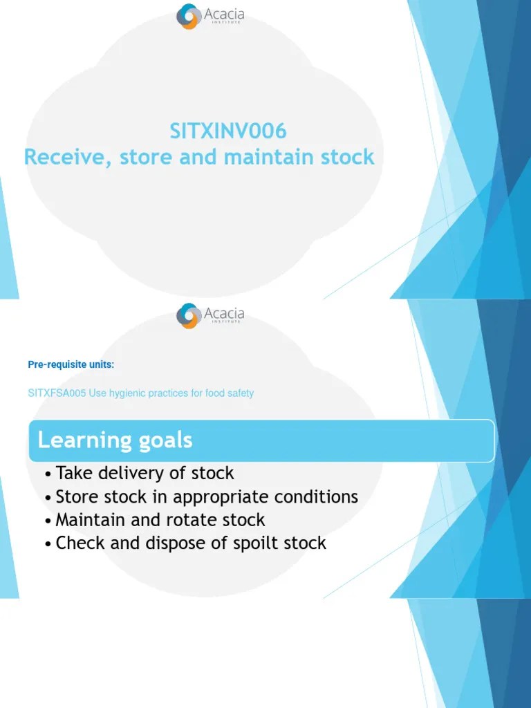 SITXINV006 learner guide (1) PDF Shelf Life Refrigerator