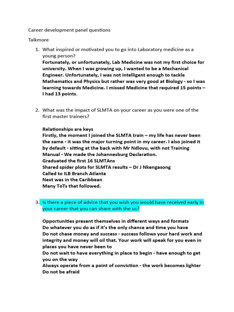 Career Development Panel Questions JS Dec 2023 PDF